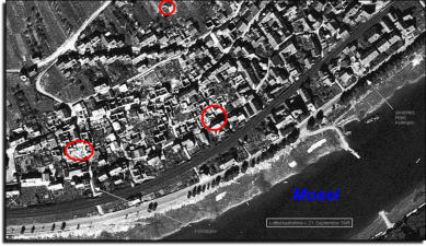 zerstörtes Klotten nach Bombenangriff 15.8.1944